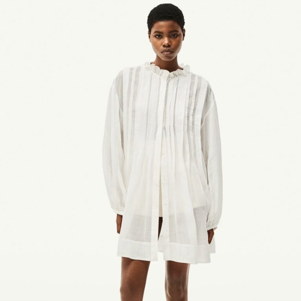 NWOT H&M pintuck ramie dress - white - S